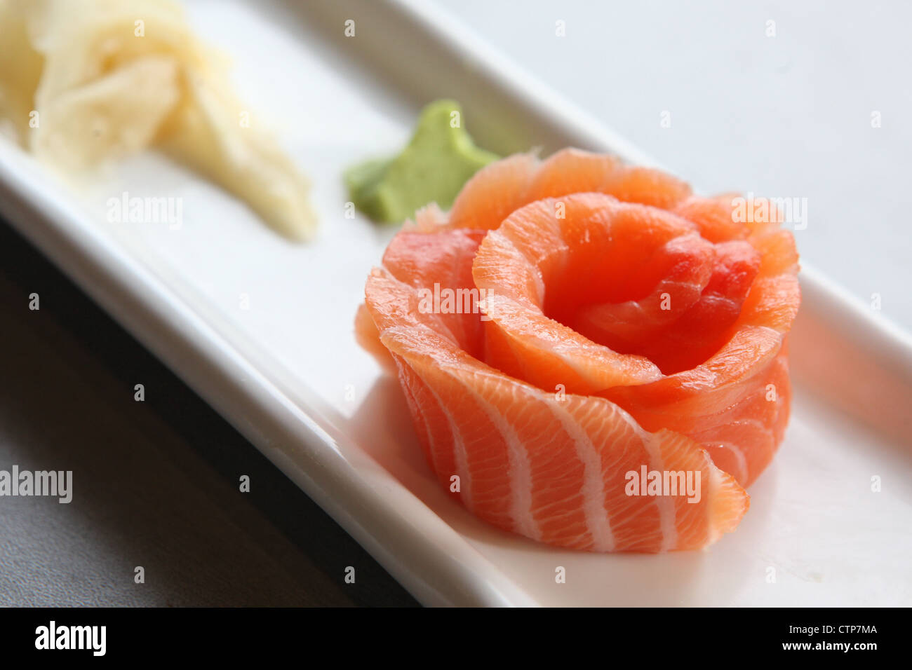 Raw salmon rose Sashimi Stock Photo