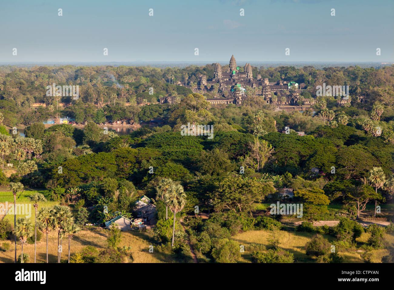 Aerial view of Angkor Wat Stock Photo