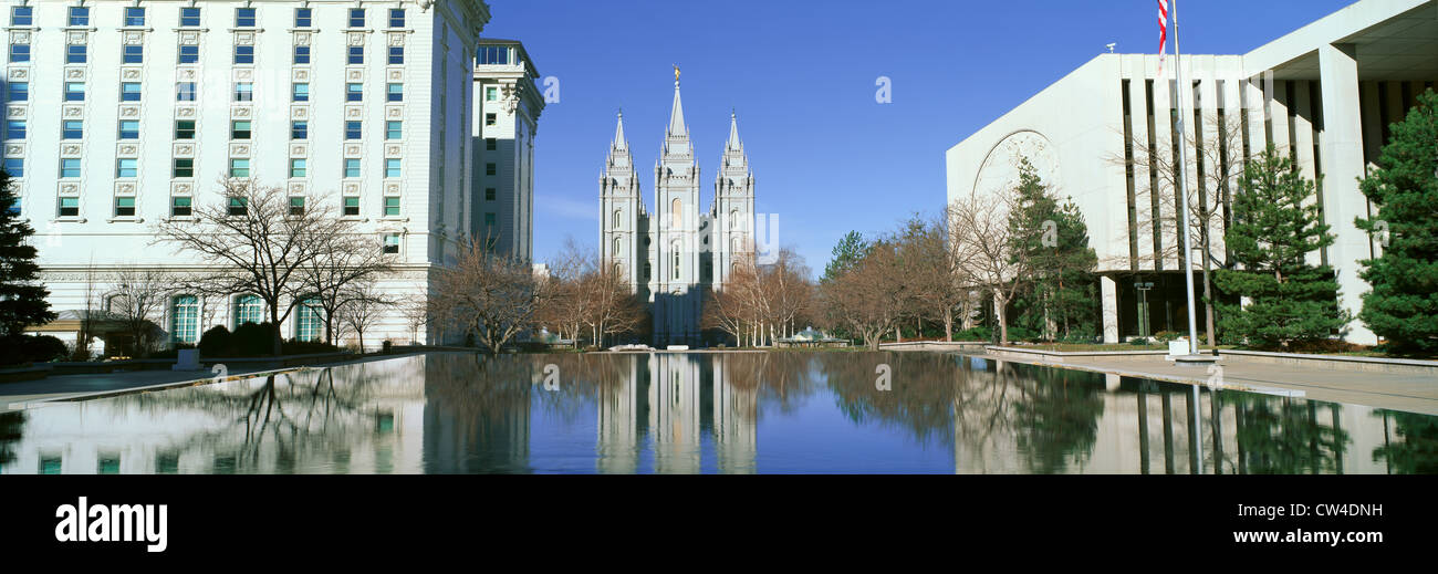 Historic Temple and Square in Salt Lake City, UT home of Mormon Tabernacle Choir Stock Photo