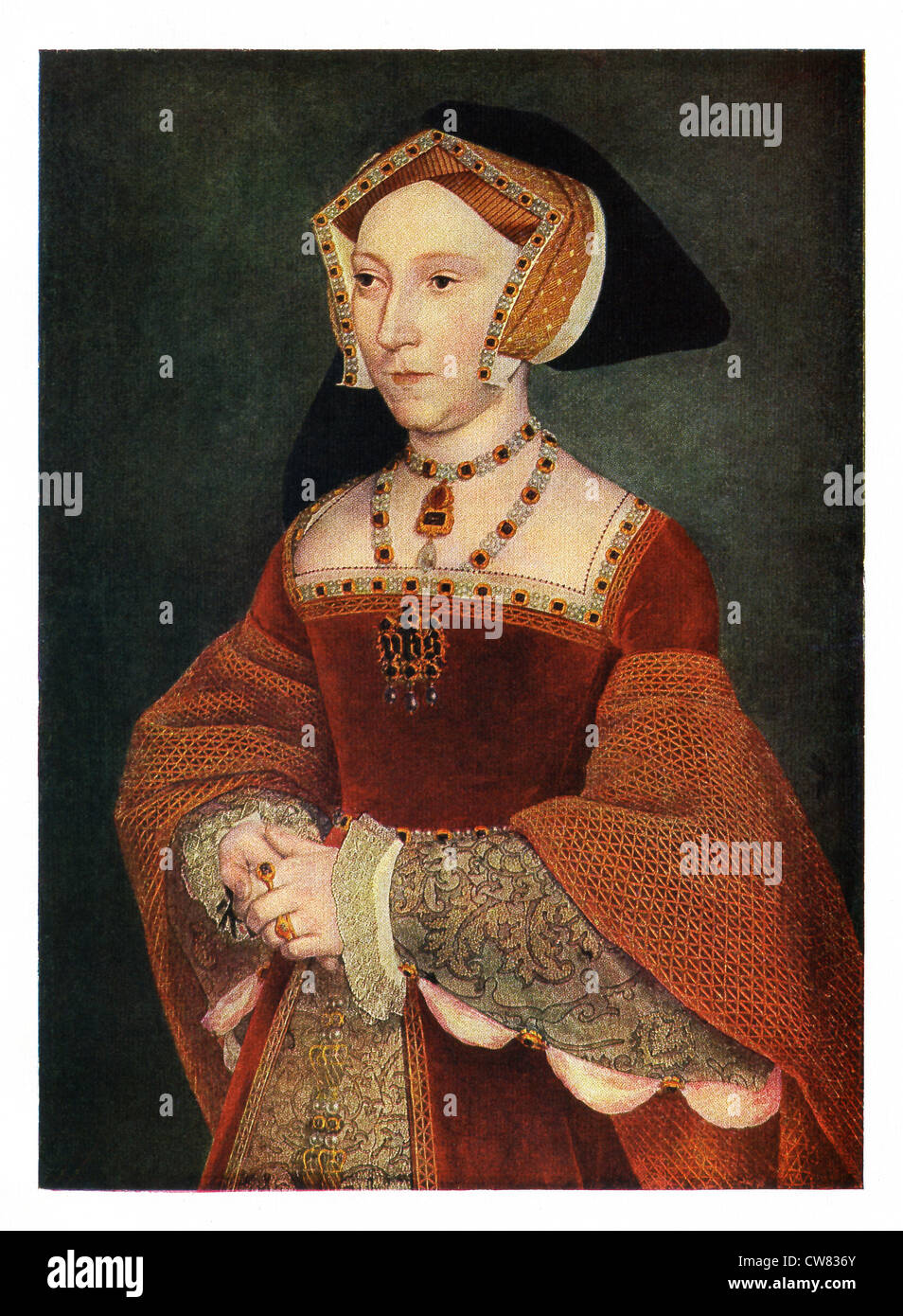 Hans Holbein (1497 1543?) painted this portrait of Jane Seymour, the third wife of Henry VIII, between 1536 and 1537. Stock Photo