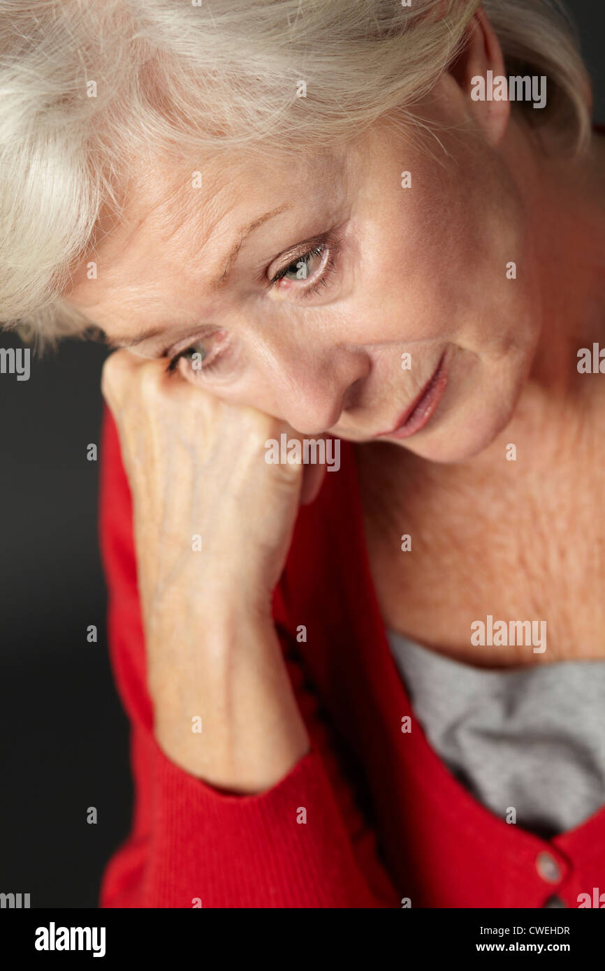 Senior woman suffering from depression Stock Photo