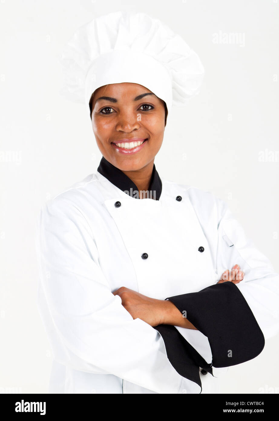 female african american chef in uniform Stock Photo