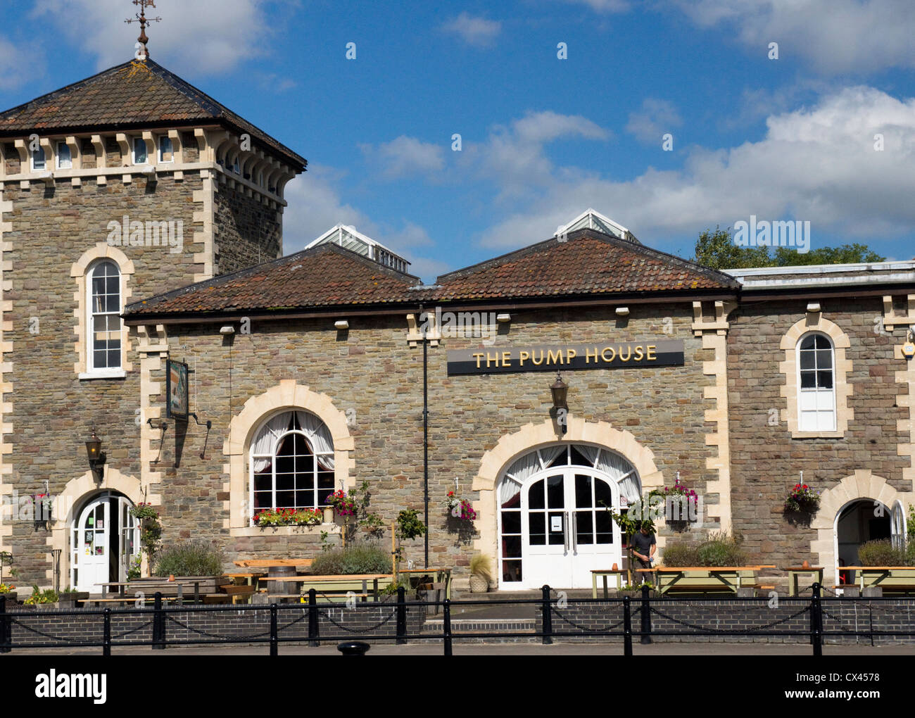 A walk along the harbourside at Bristol Bristol harbour dining Stock Photo