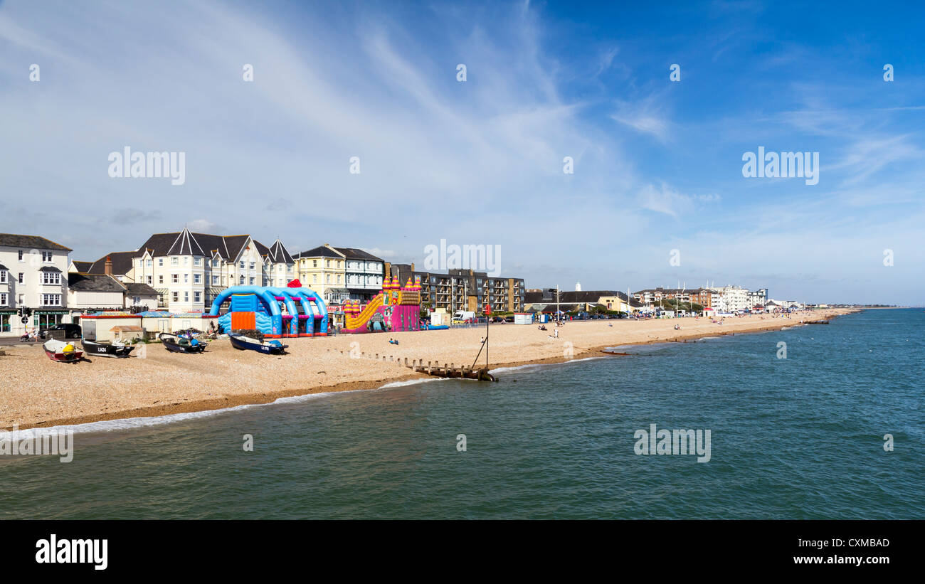 Bognor Regis Beach and seafront seen from the Pier. West Susses England UK Stock Photo