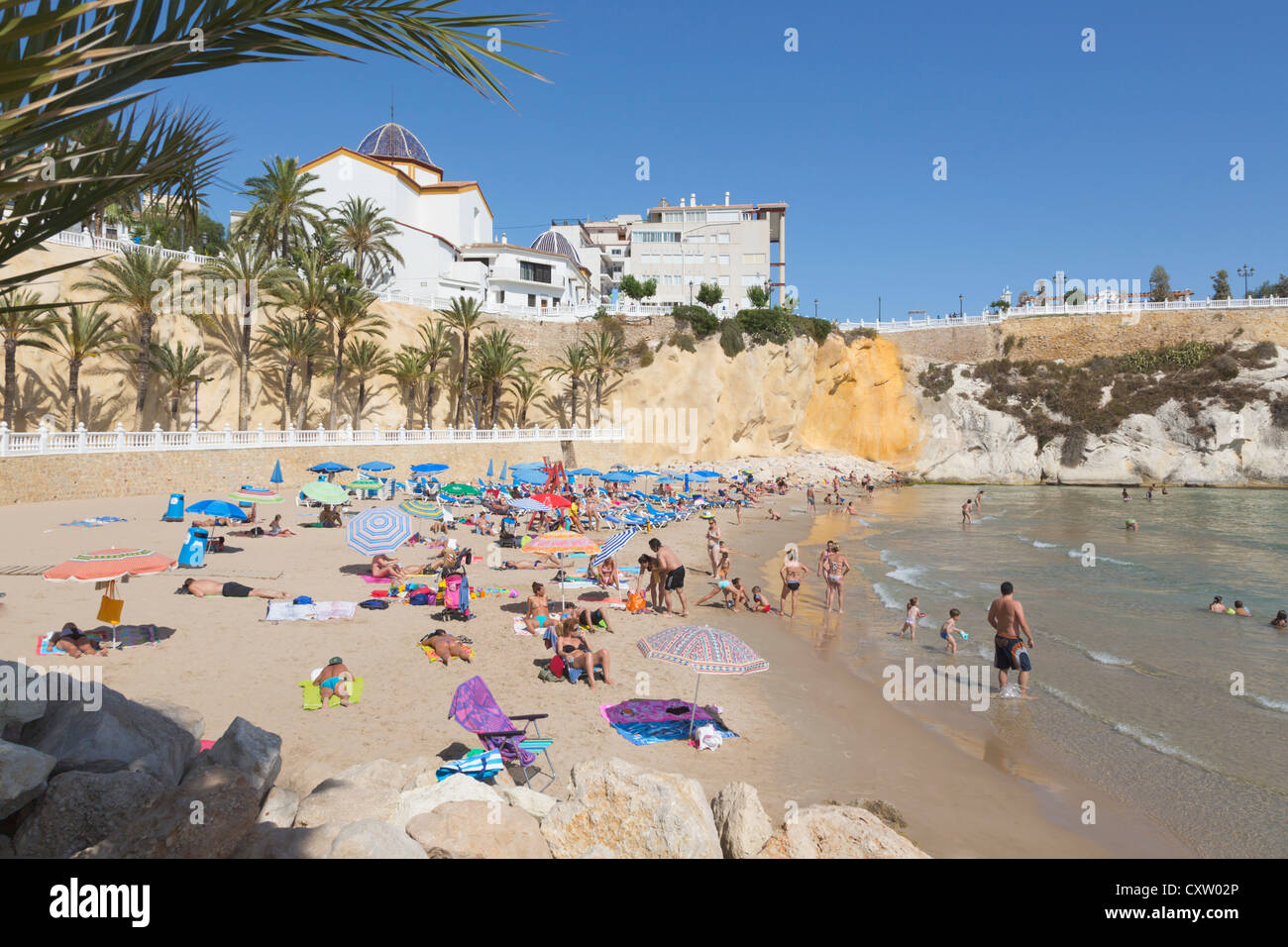 Benidorm, Alicante Province, Costa Blanca, Spain. Mal Pas beach. Stock Photo