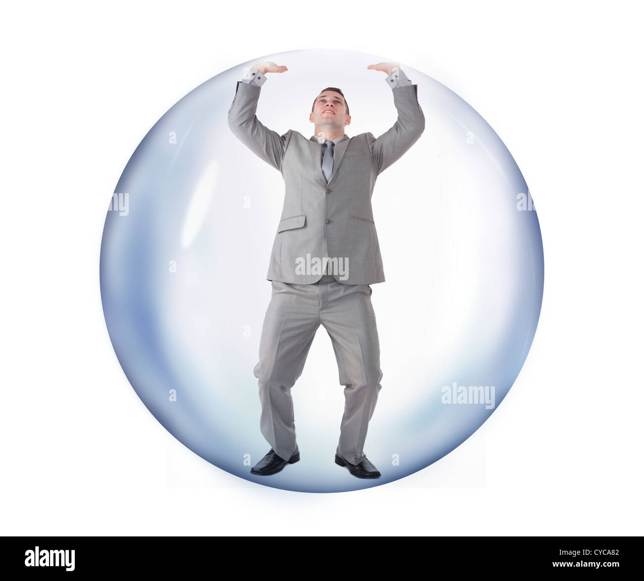 Businessman trying to escape Stock Photo