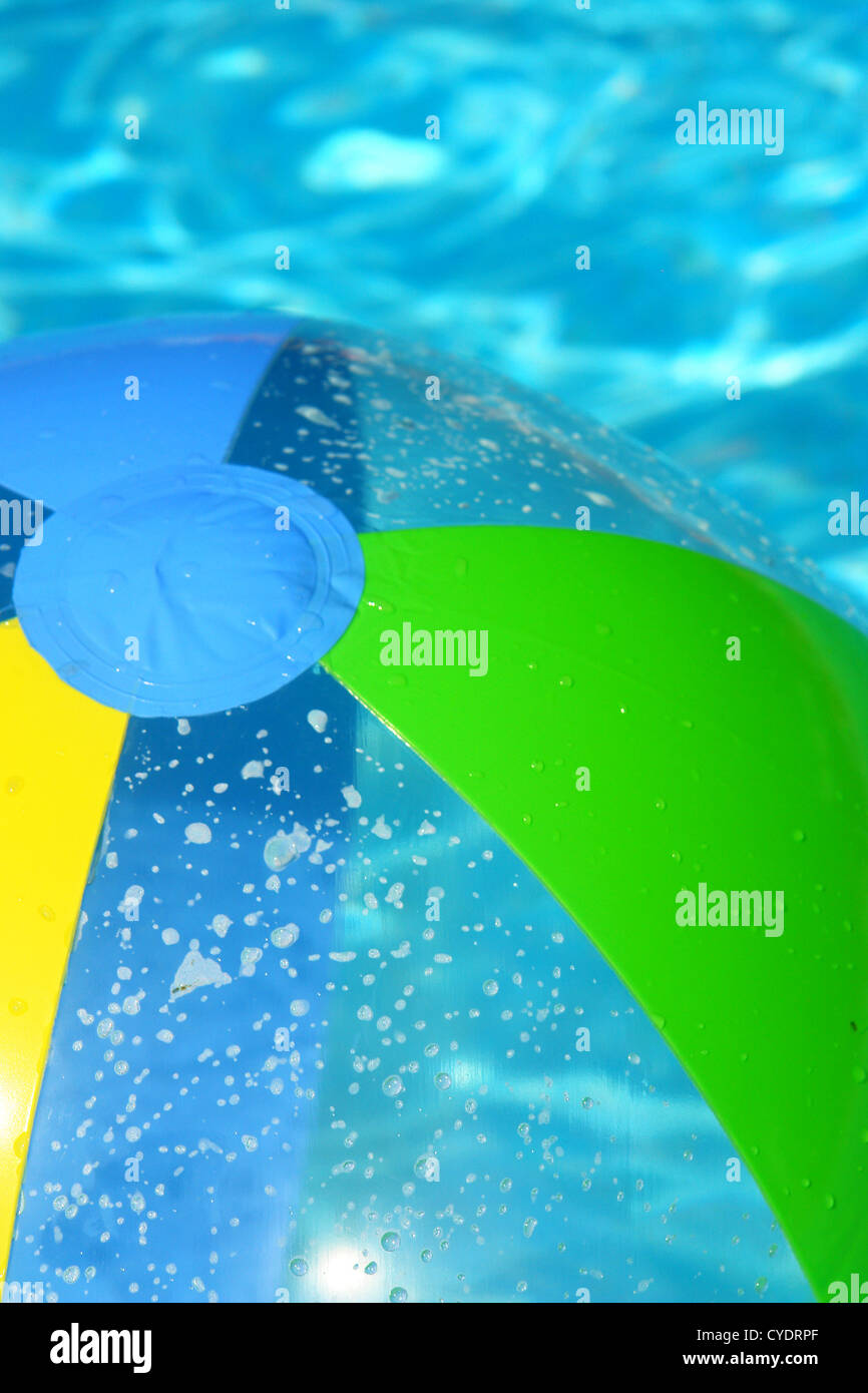 beach ball in the pool fresh water Stock Photo