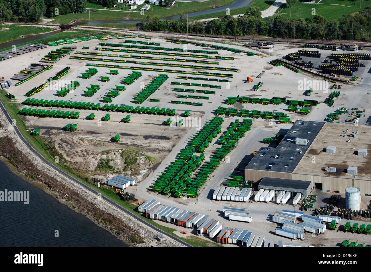 aerial photograph John Deere Harvester Works factory, East Moline, Illinois Stock Photo