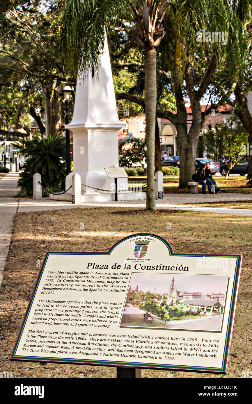 Plaza de la Constitucion in St. Augustine, Florida. Stock Photo