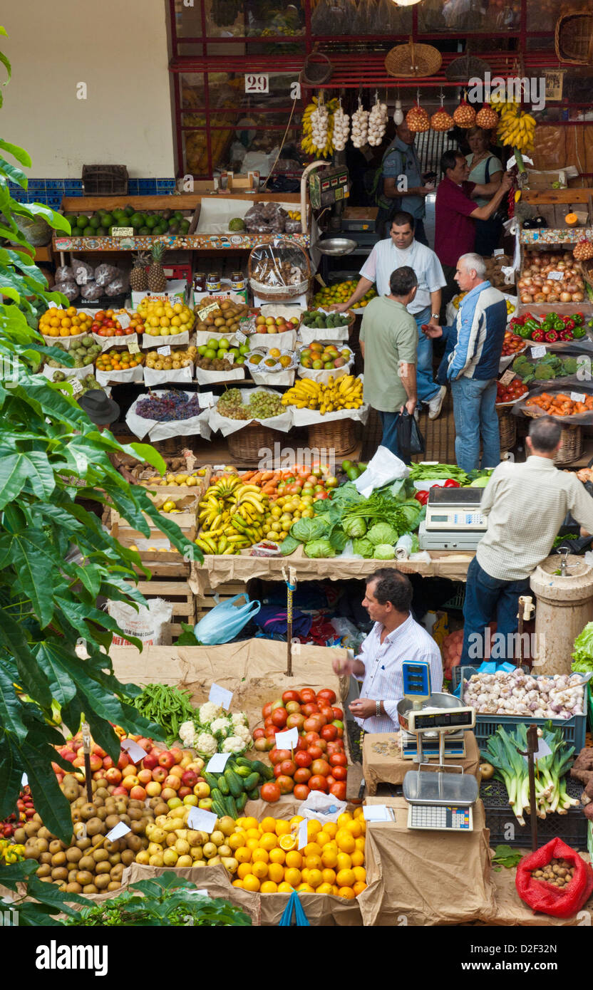 Mercado dos Lavradores the covered market for producers of island fruit Funchal Madeira Portugal EU Europe Stock Photo