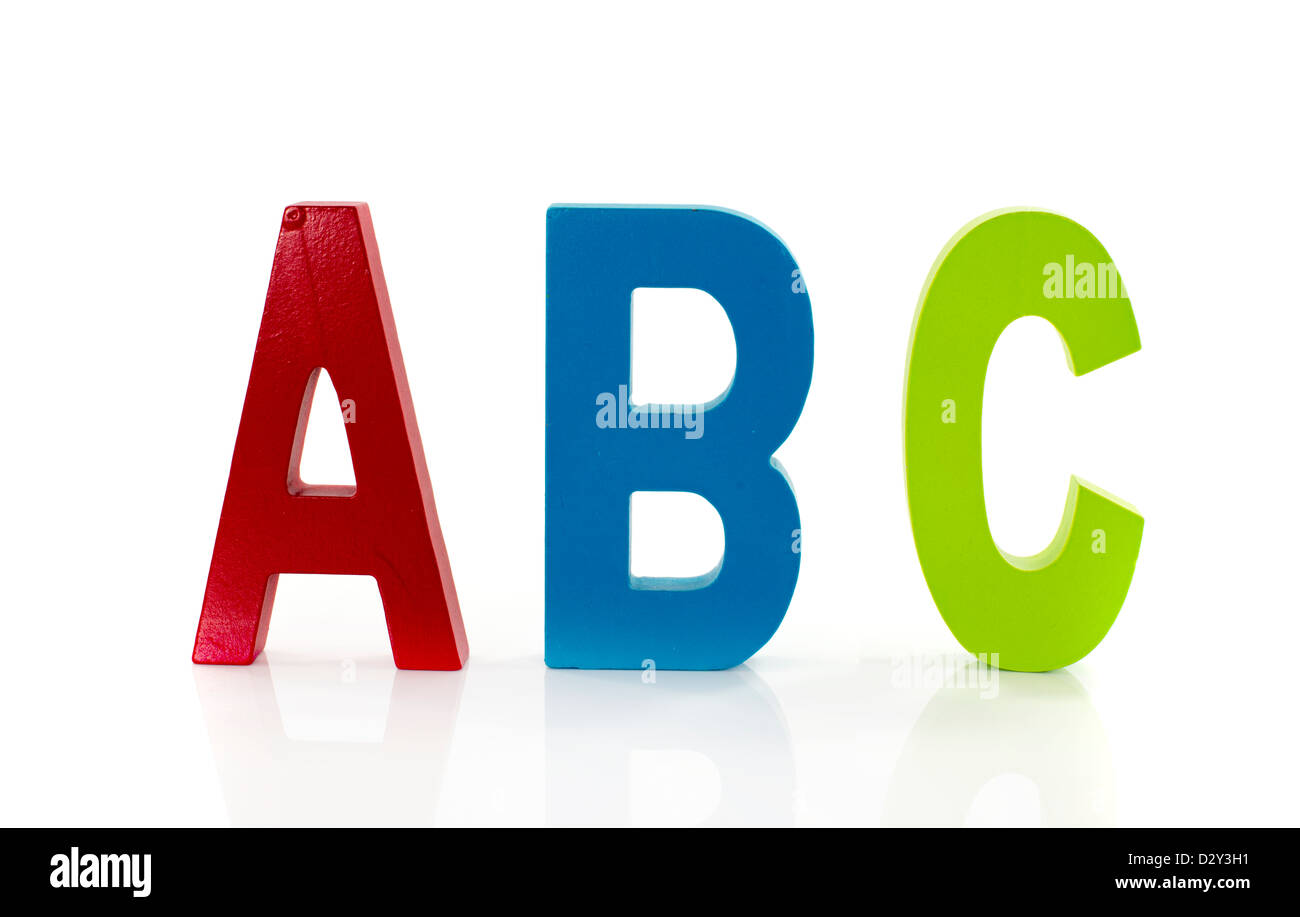 abc letters from alphabet in red green blue Stock Photo