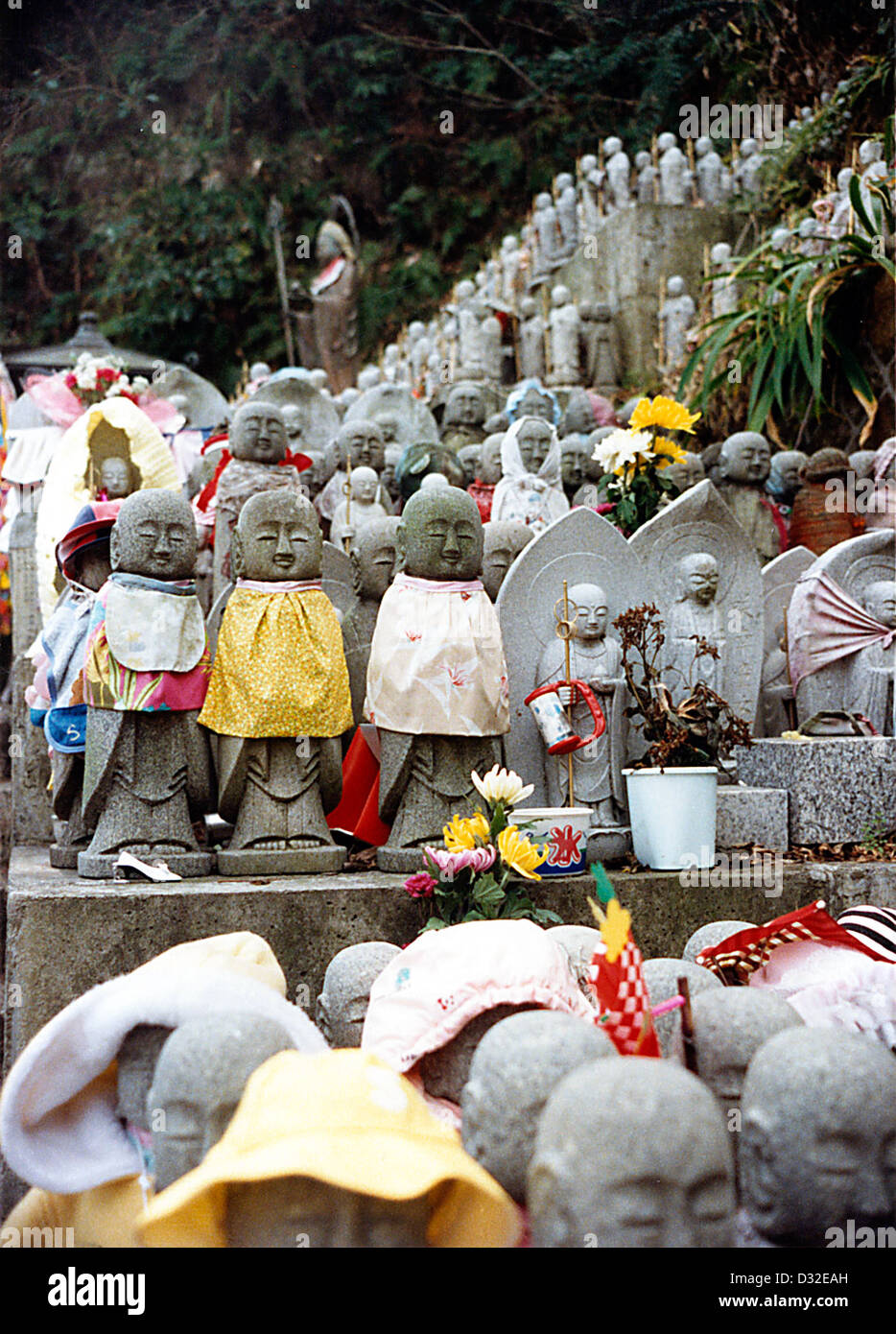 Statues of Jizo at Hase-dera, Kamakura, Kanagawa Prefecture, Japan. Stock Photo