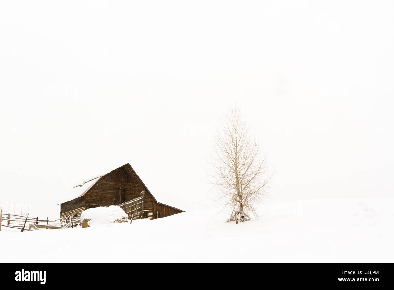 Old barn located in the base village in the town of Steamboat Springs Colorado. Stock Photo