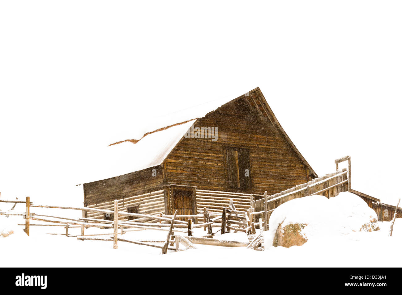 Old barn located in the base village in the town of Steamboat Springs Colorado. Stock Photo