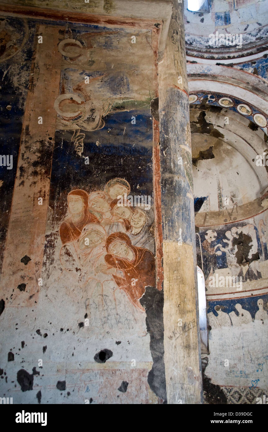 A Jesus fresco in the interior of the medieval church of St Gregory in the ancient Armenian city of Ani, in eastern Turkey. Stock Photo