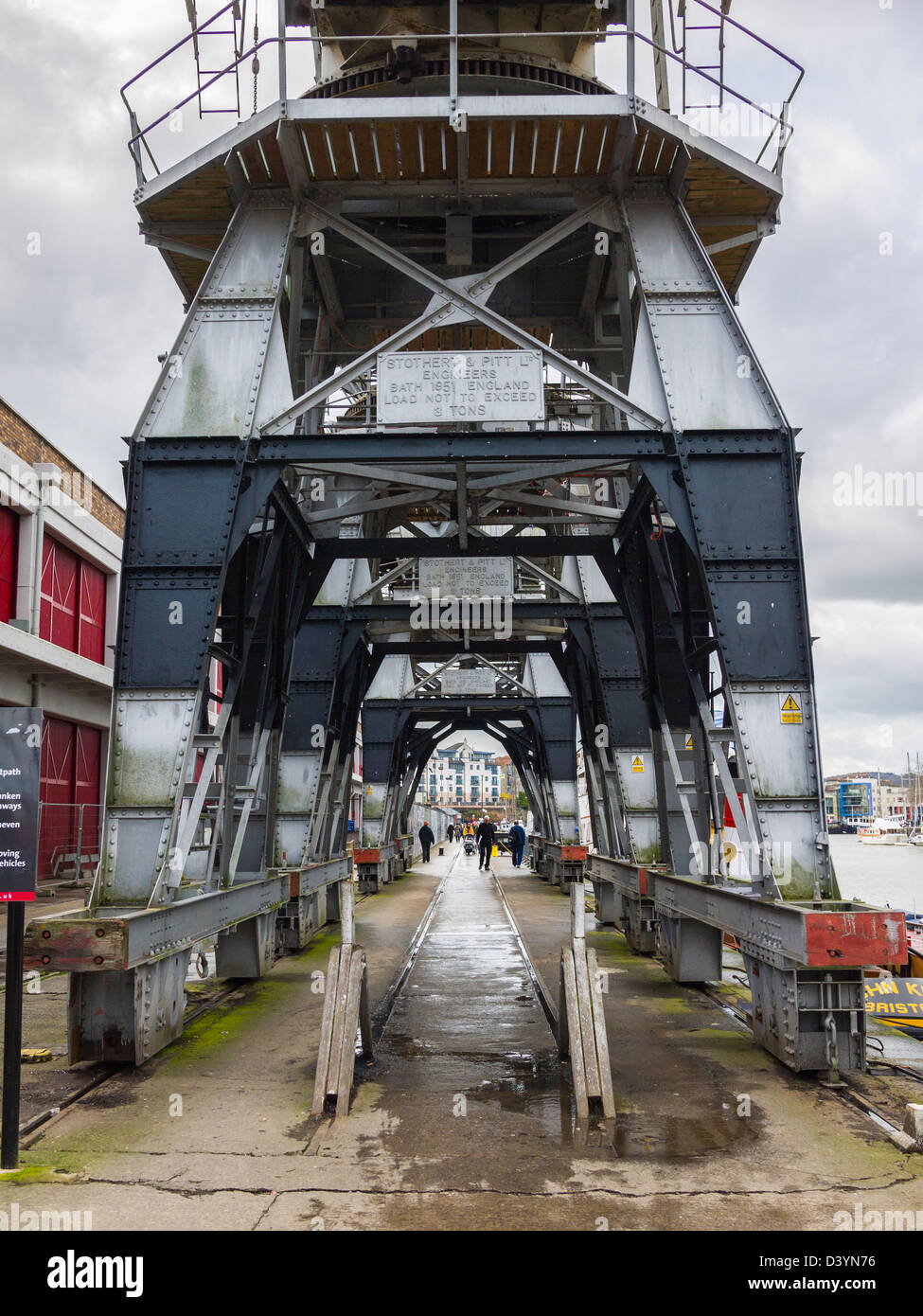 Cranes outside the M Shed Museum on the Quayside at Bristol Harbour, England Stock Photo