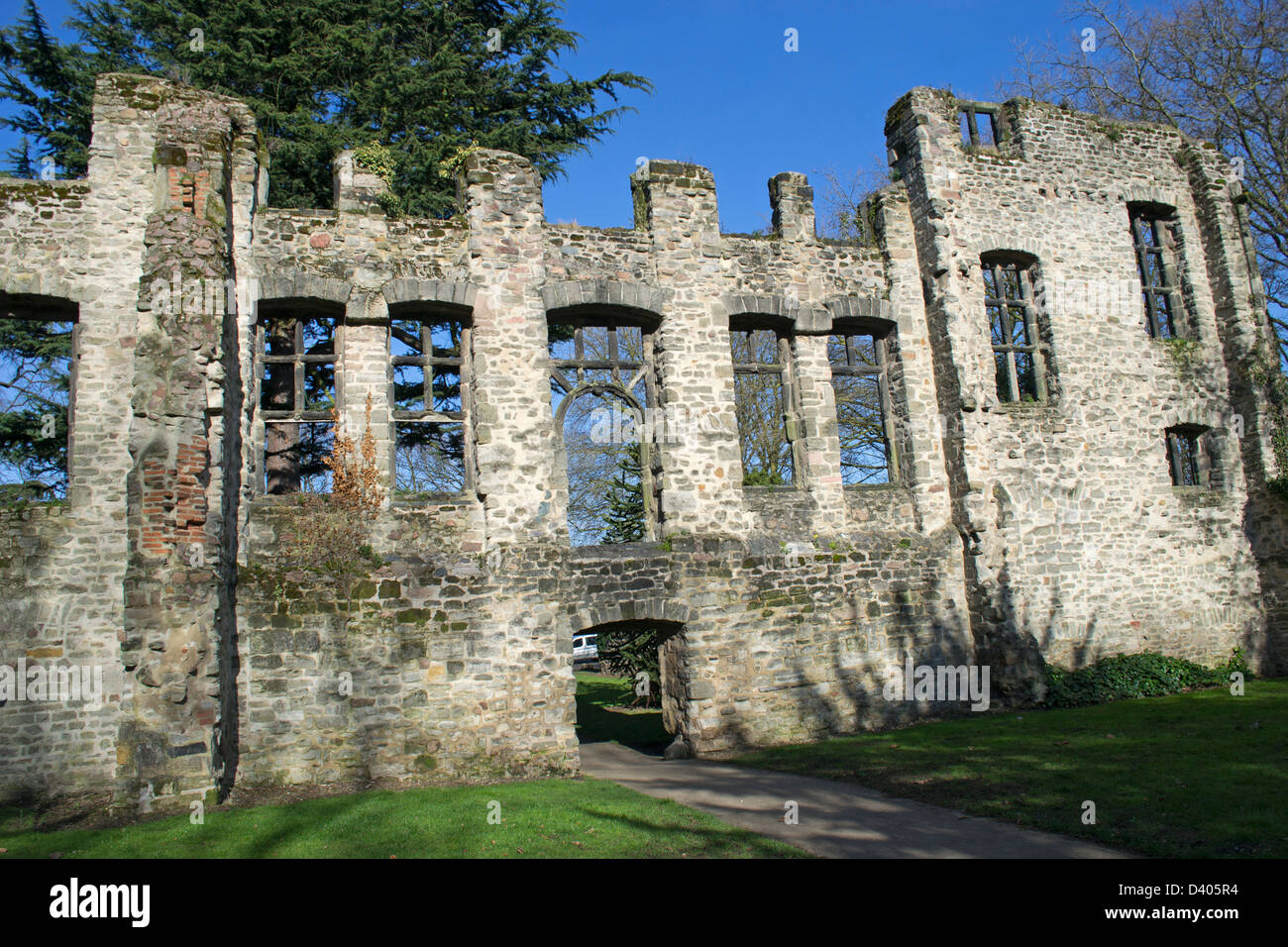 Ruins of Cavendish House in the grounds of Abbey Park, Leicester, England, UK Stock Photo