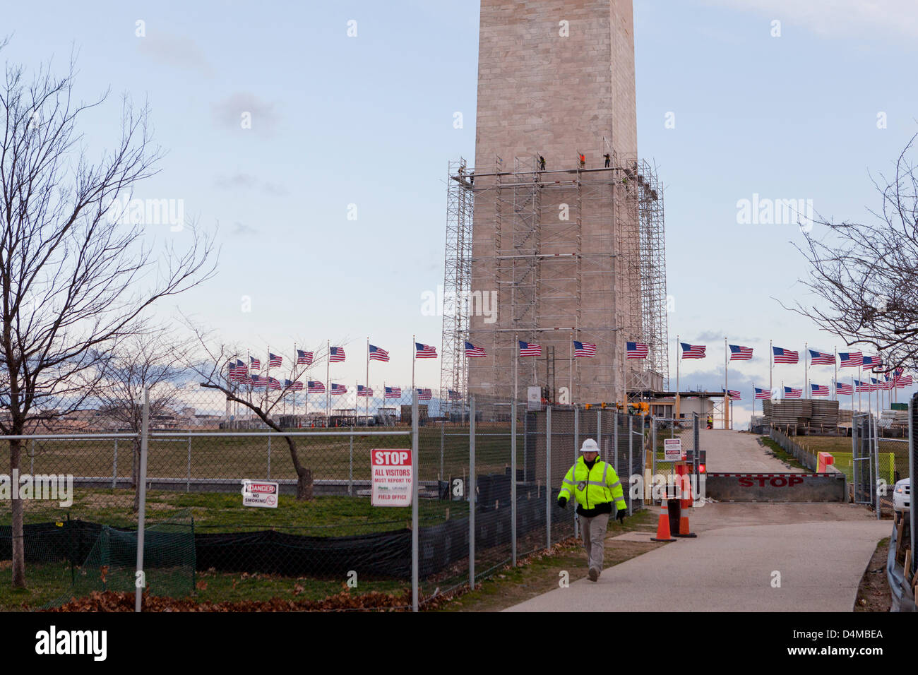 Scaffolding around the Washington Monument - Washington, DC USA Stock Photo