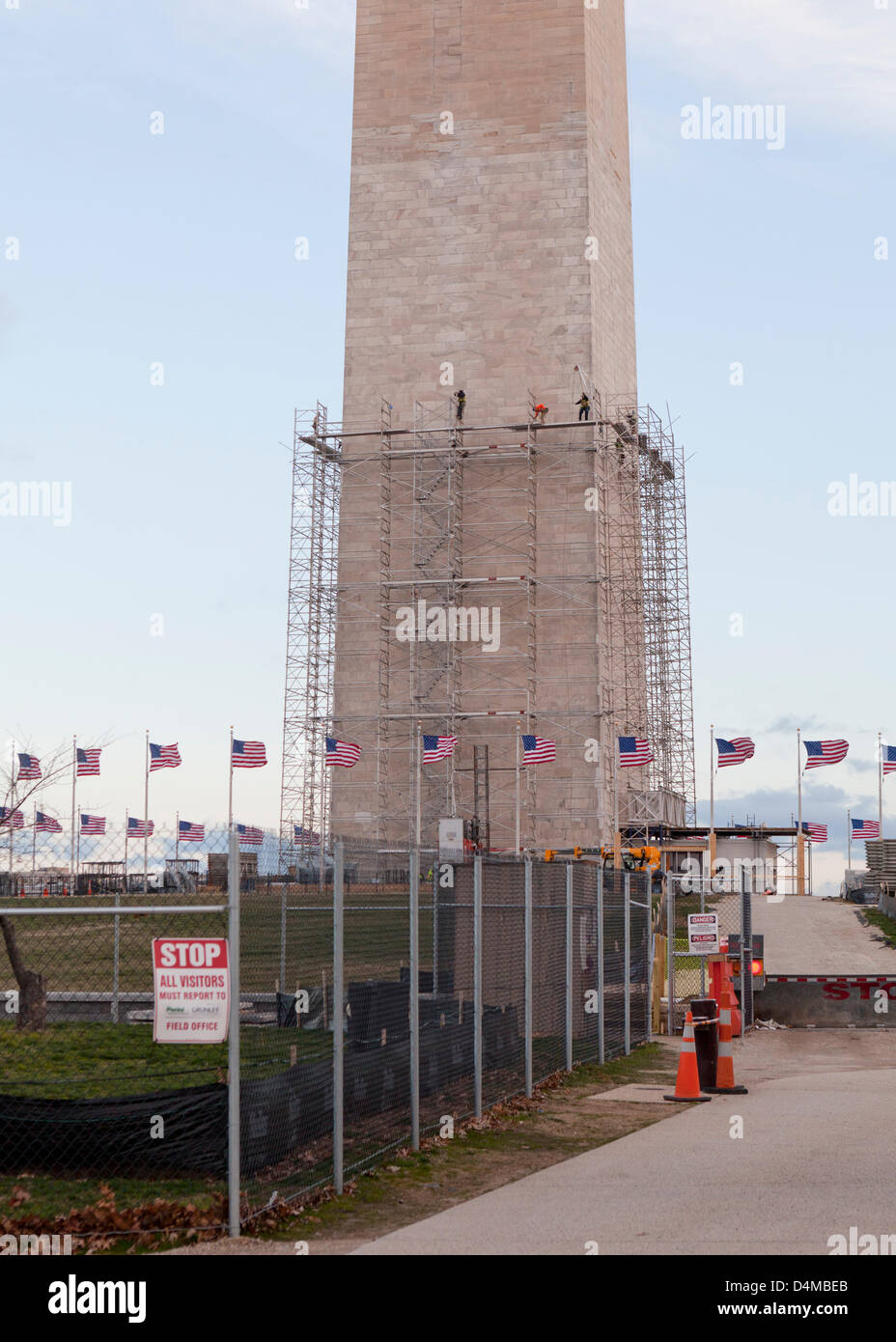 Scaffolding around the Washington Monument - Washington, DC USA Stock Photo