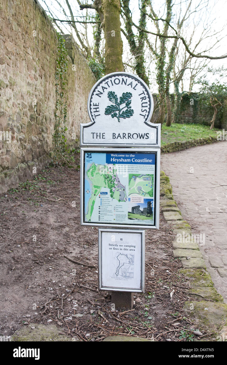 A National Trust sign at Heysham Lancashire, England Stock Photo