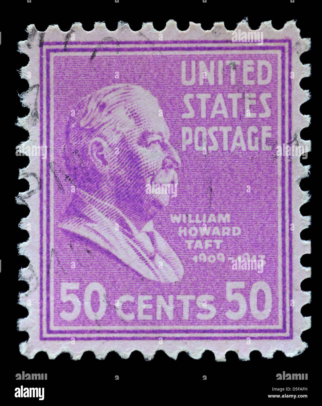 Image of W H Taft, 27th President of America on postage stamp Stock Photo