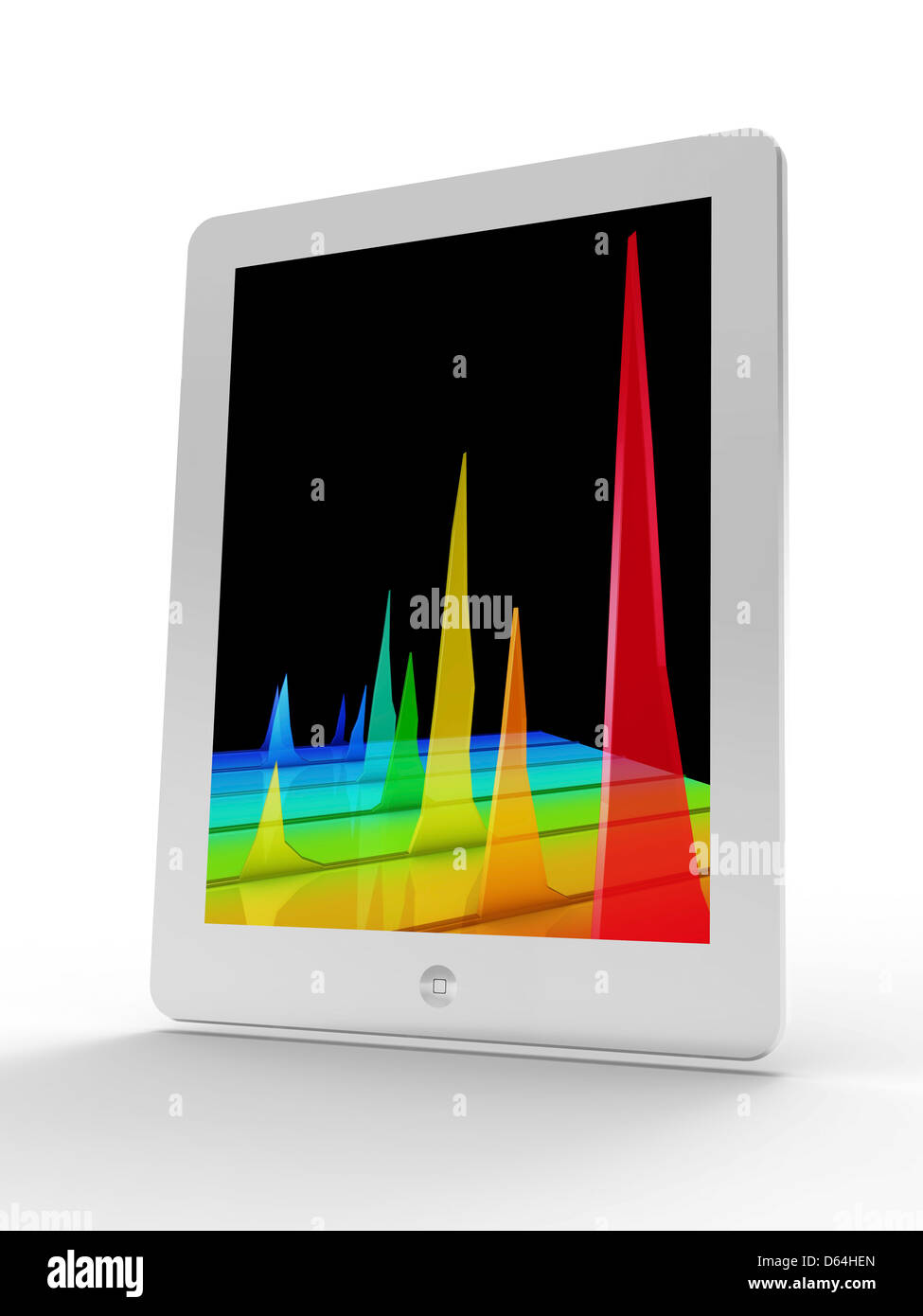 Tablet computer showing a chromatogram Stock Photo