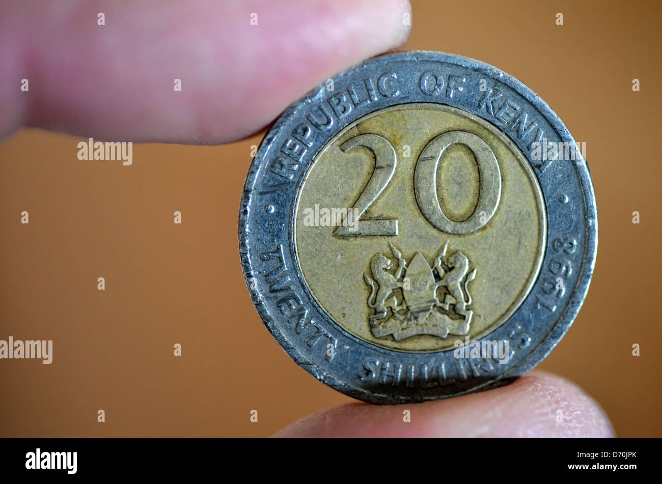 A Kenyan Twenty (20) Shilling coin Stock Photo