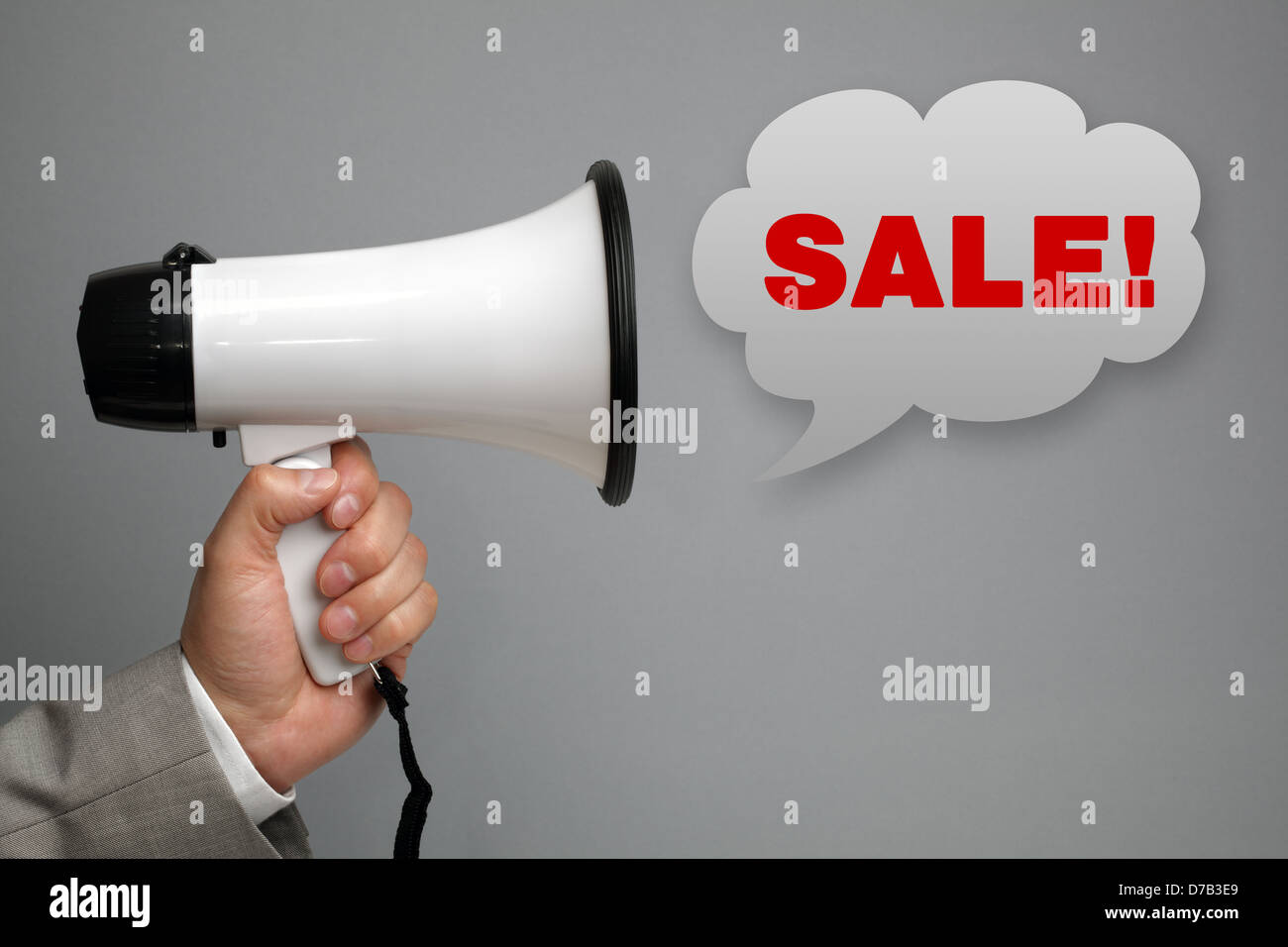 Megaphone shouting sale message Stock Photo