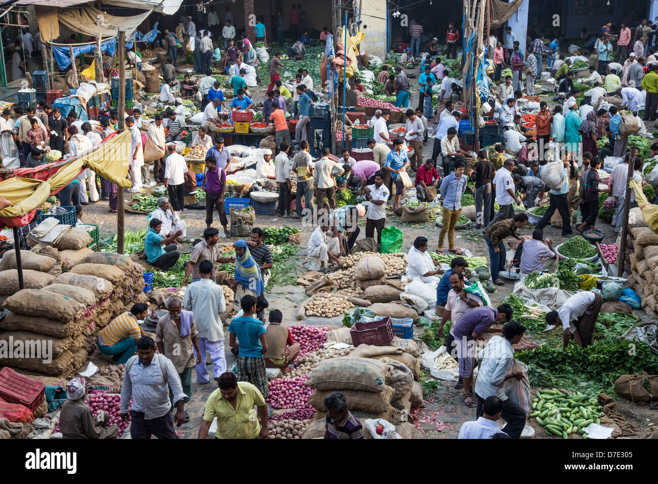 Vegetable market in Old Delhi, India Stock Photo