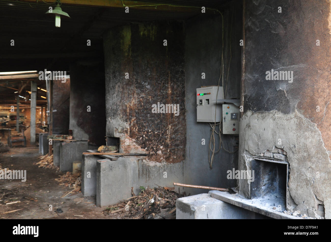 Big stove used to dry out water from woods Stock Photo