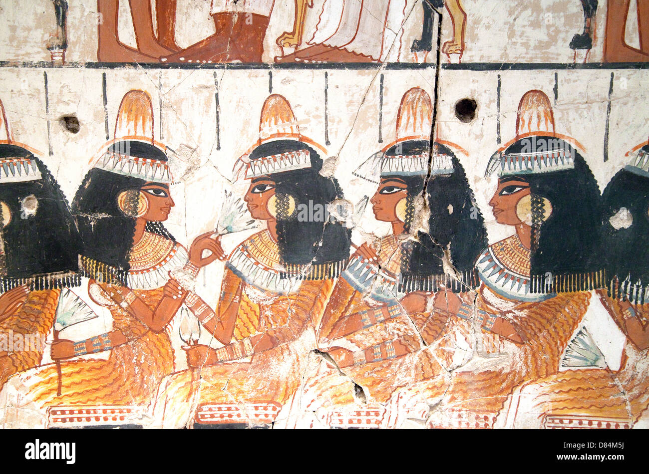 Detail of ancient Egyptian wall painting of women in ancient Egypt Stock Photo