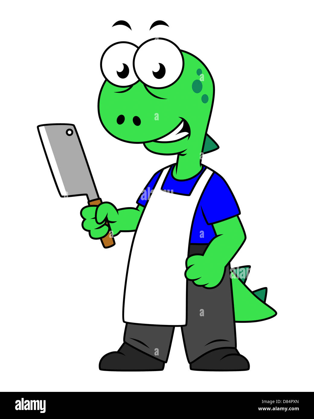 Illustration of a Tyrannosaurus Rex butcher. Stock Photo