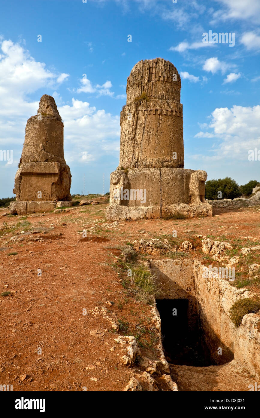 Amrit (Marathus). An ancient tombs in Phoenician site south of Tartus, Syria. Stock Photo