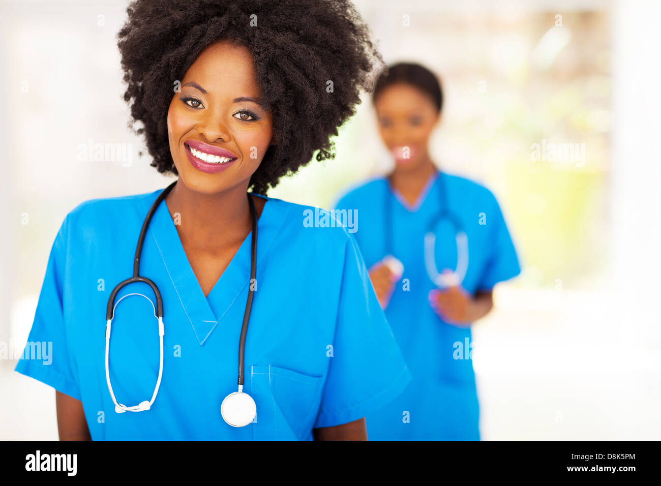 pretty african american medical nurse portrait in office Stock Photo