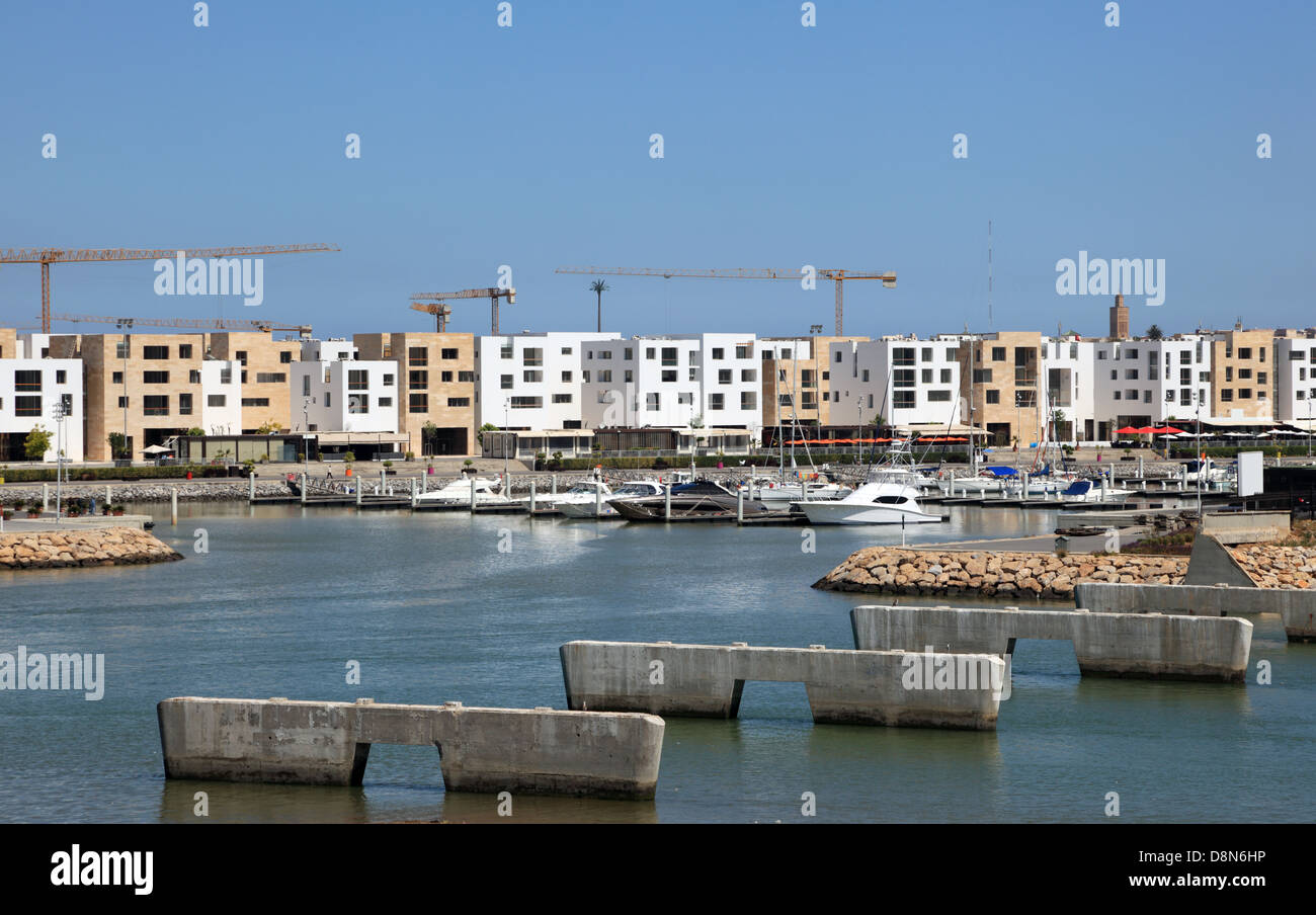 New apartment buildings at the Marina Bouregreg in Sale, Morocco Stock Photo