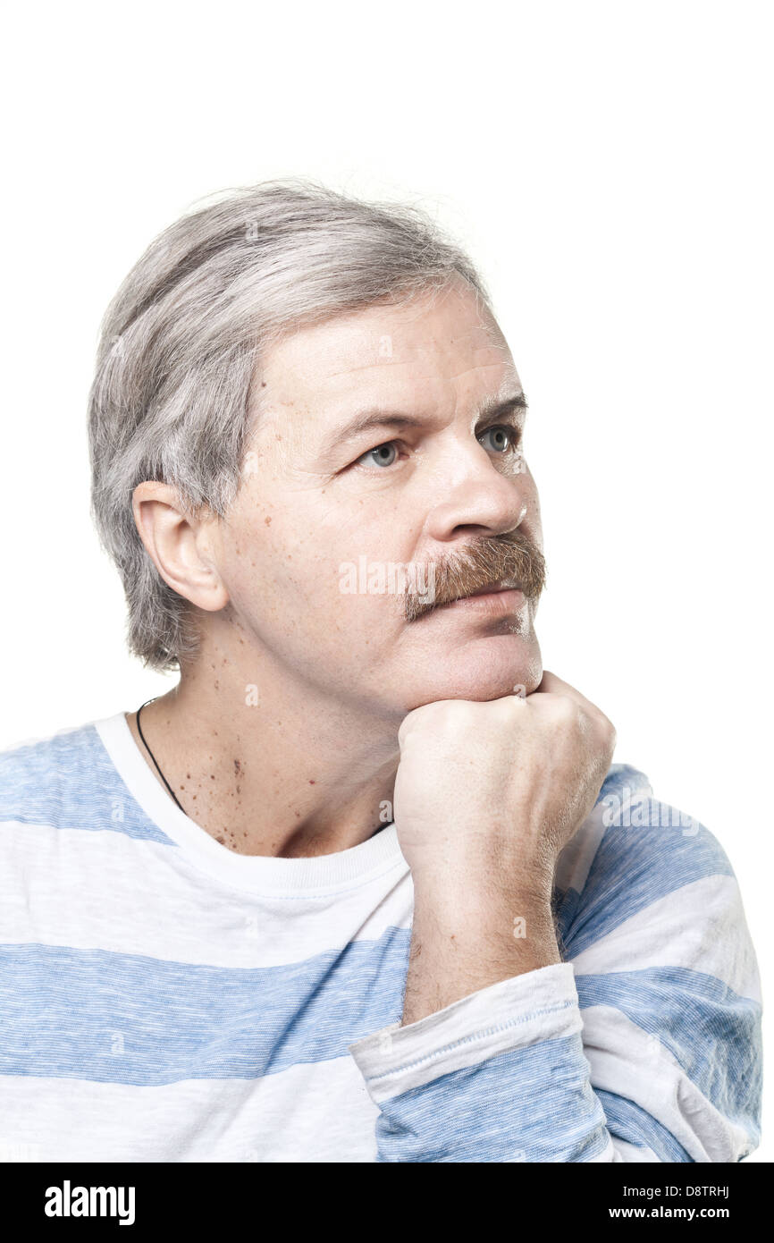 portrait of thoughtful mature caucasian man Stock Photo