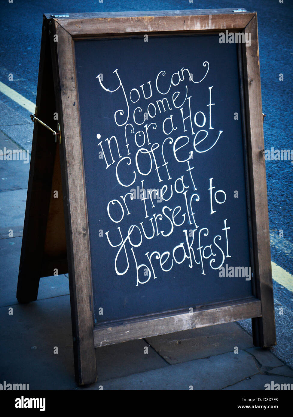 Cafe advertising on pavement UK Stock Photo - Alamy