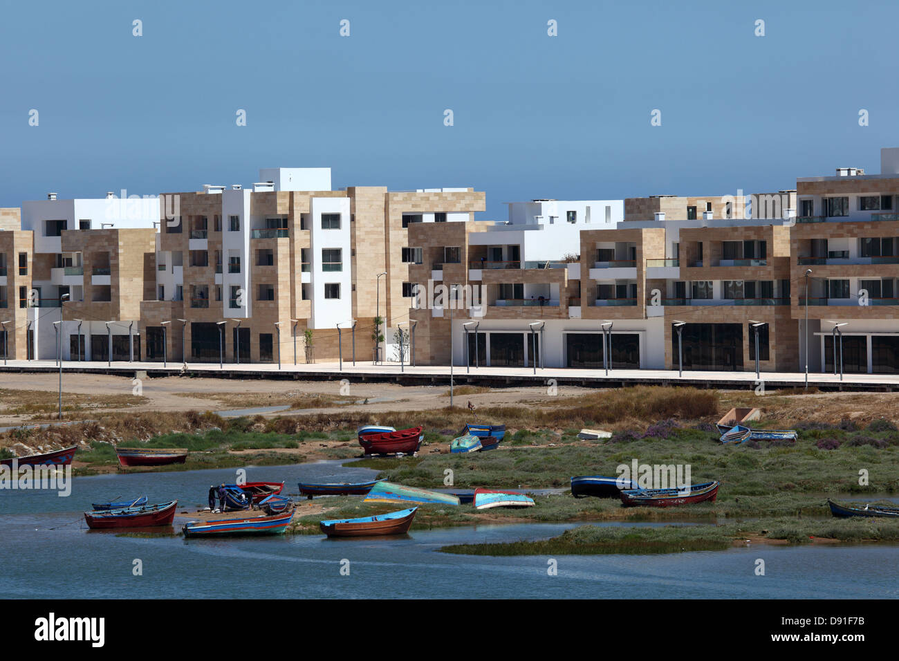 New exclusive apartment buildings at Bouregreg Marina in Rabat, Morocco Stock Photo