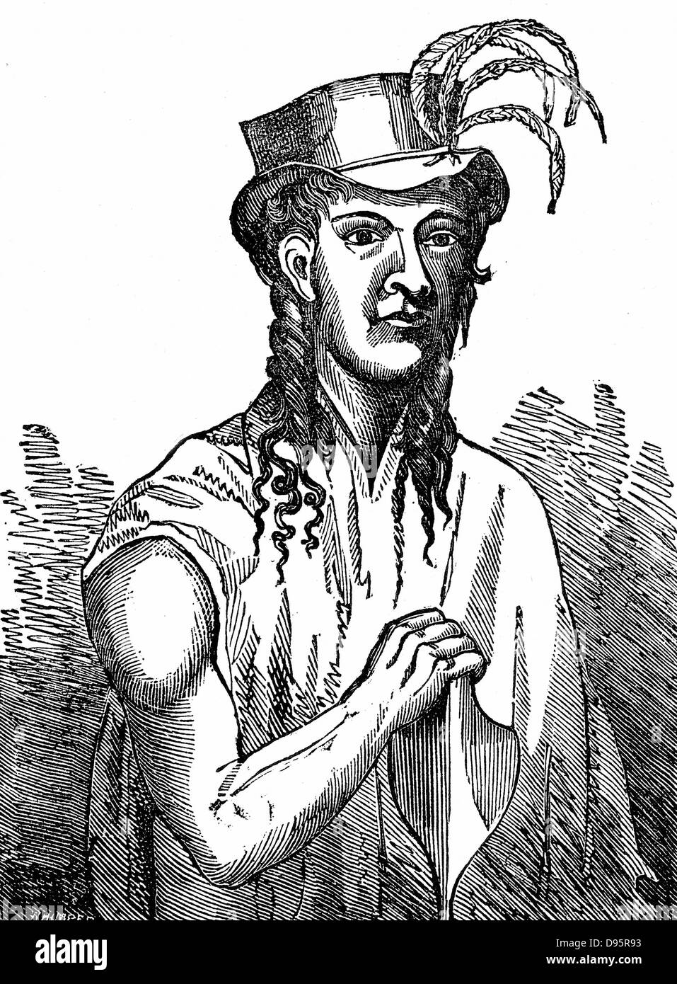 Friday October Christian, son of Fletcher Christian (c1764-c1794) ringleader of the mutiny of 1789 against Captain Bligh on 'HMS Bounty'. Woodcut 1833. Stock Photo