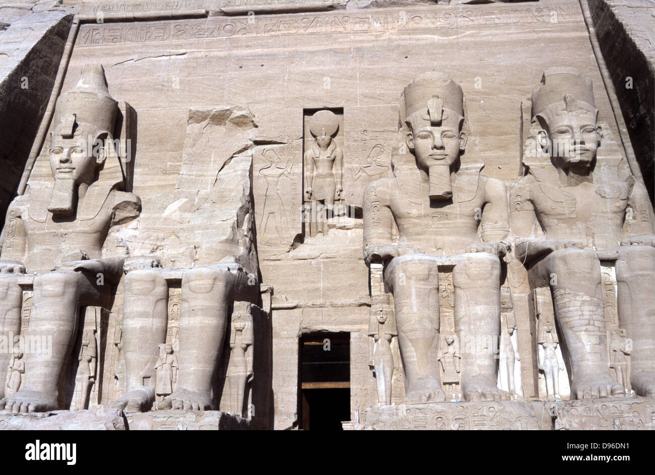 Statues of Rameses II, ruler of Egypt c1304-c1273 BC, at Abu Simbel. Stock Photo