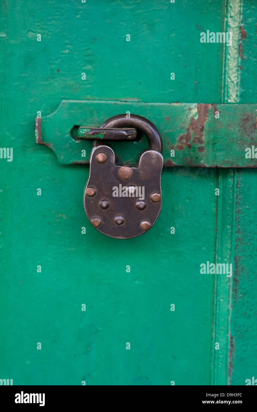 Asia, India, Karnataka, Mysore, old padlock Stock Photo