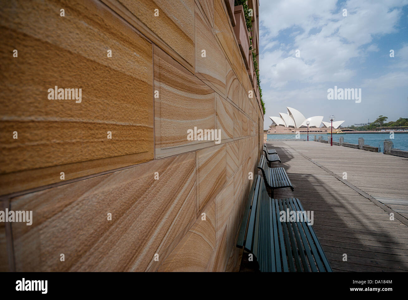 Sydney Opera House from the Park Hyatt across Sydney Cove at Dawes Point. Stock Photo