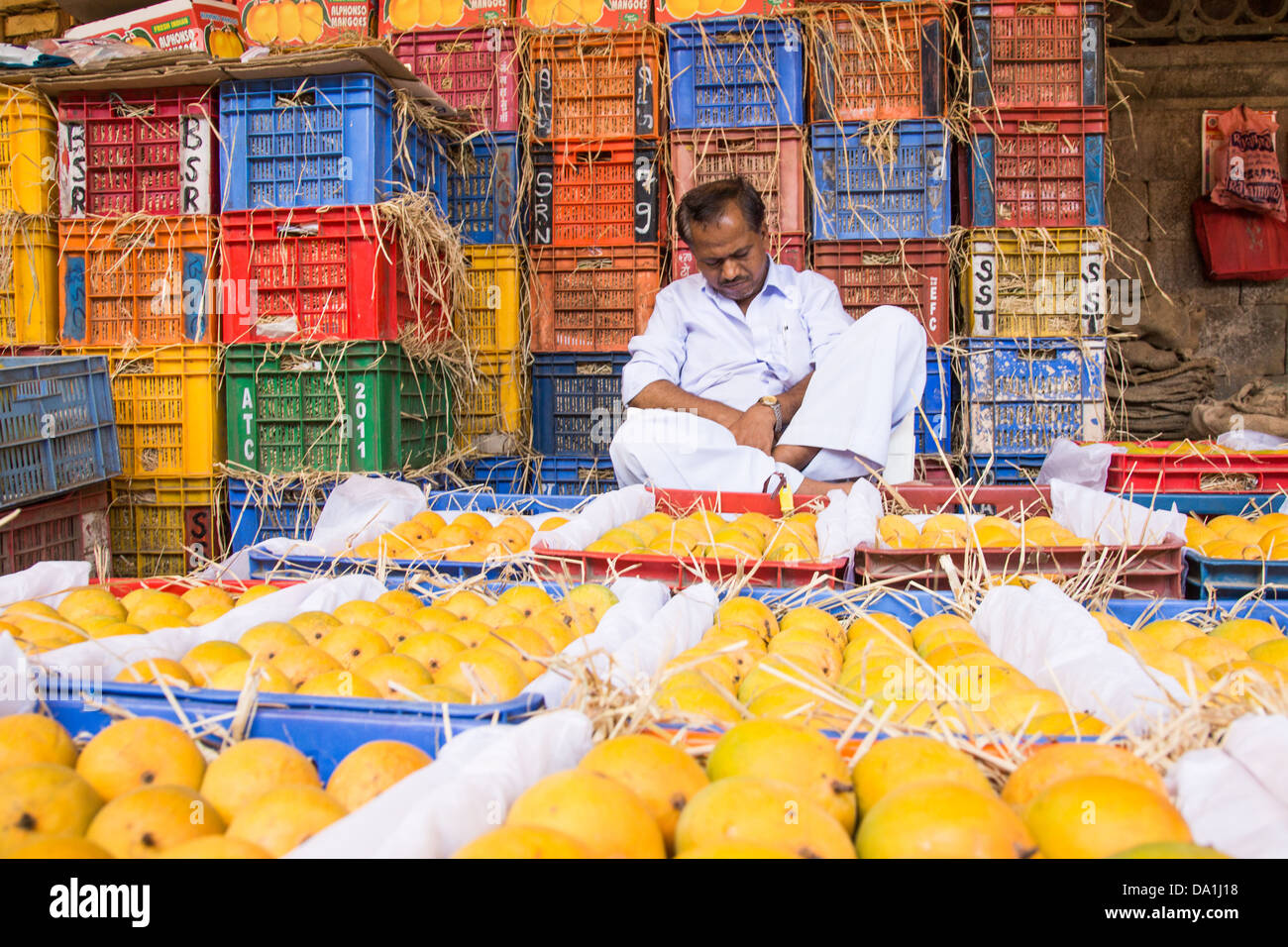 Mangoes in Crawford Market, Mumbai, India Stock Photo