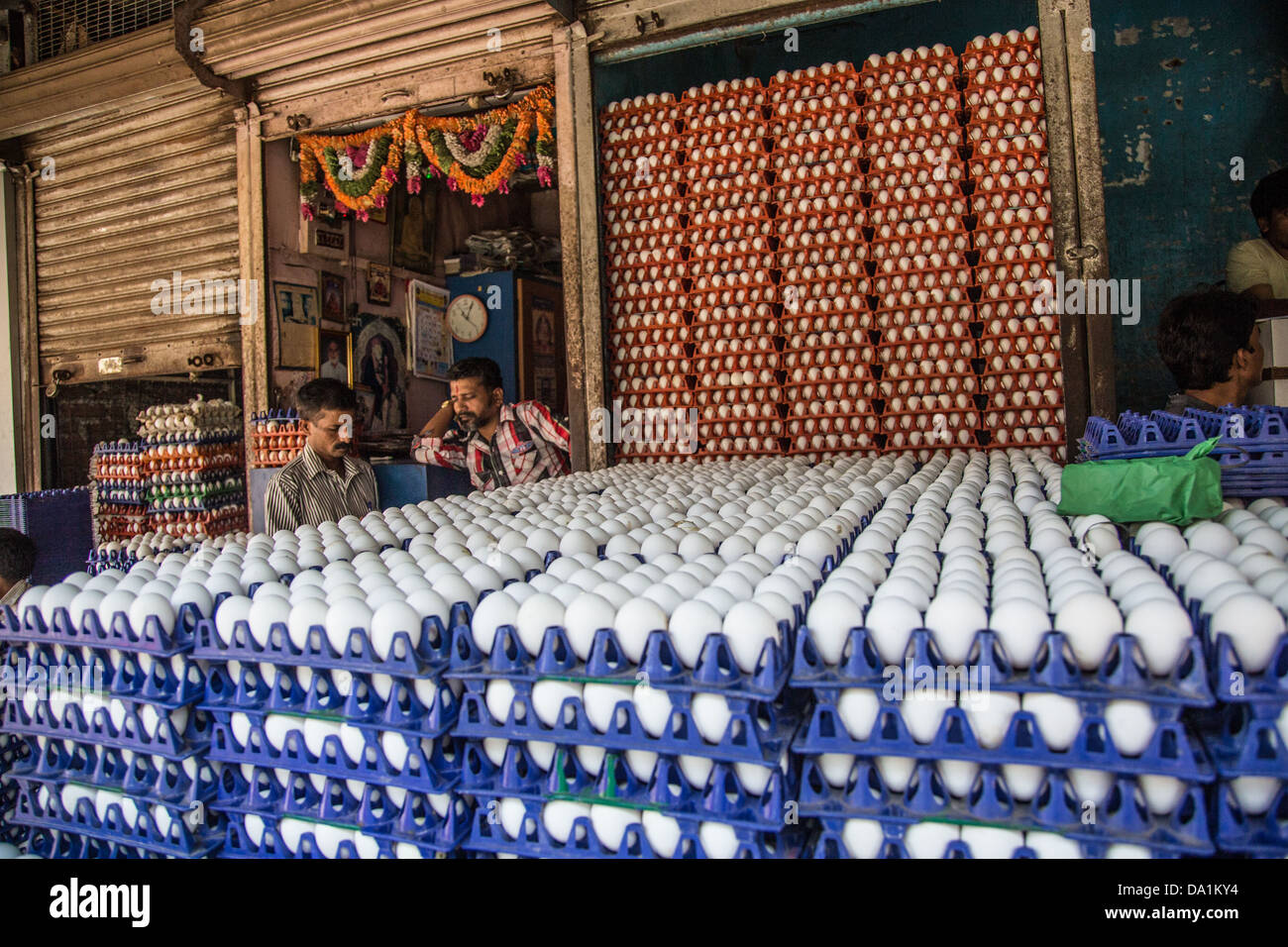 Egg vendor, Crawford Market, Mumbai, India Stock Photo