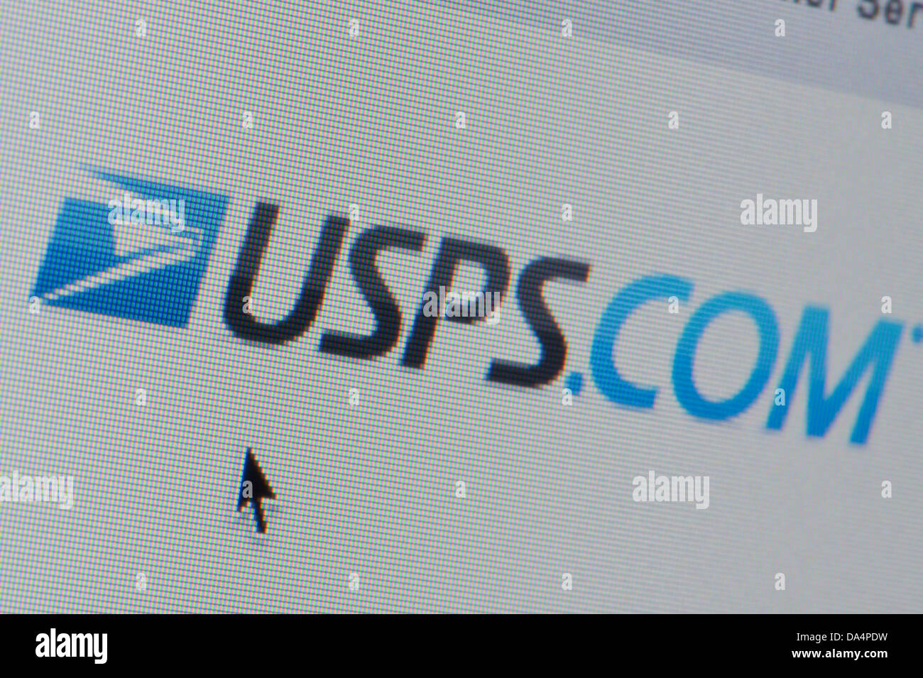 Close up of the USPS logo as seen on its website. (Editorial use only: print, TV, e-book and editorial website). Stock Photo