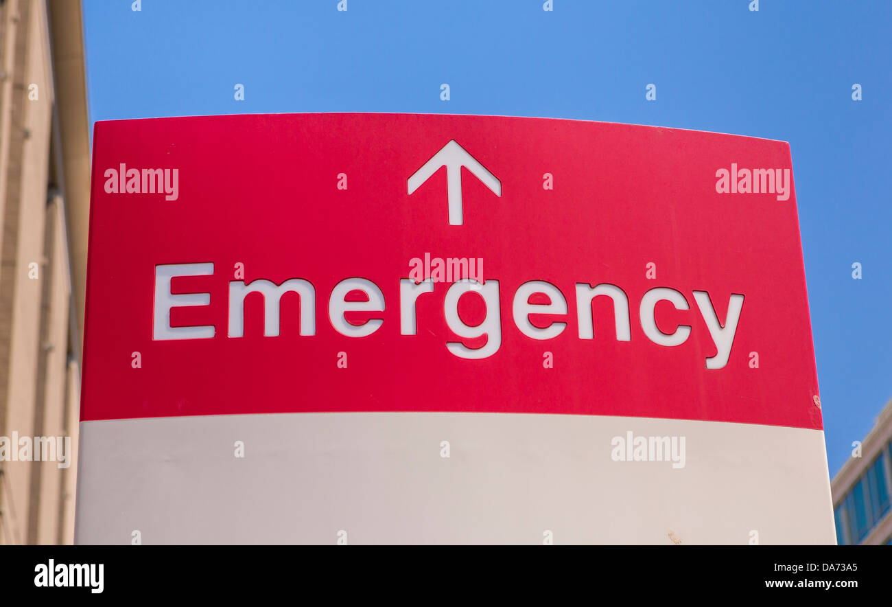 WASHINGTON, DC, USA - Emergency sign at The George Washington University Hospital. Stock Photo