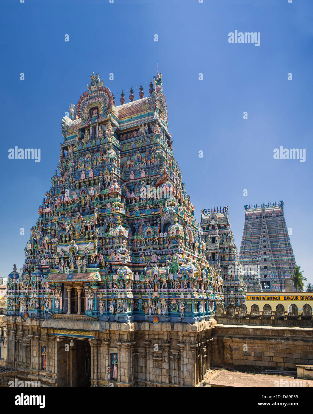 India, South India, Asia, Tamil Nadu, Srirangan, athashwami, Temple, Srirangan, Tiruchirappali, Trinchi, art, colourful, Dravidi Stock Photo