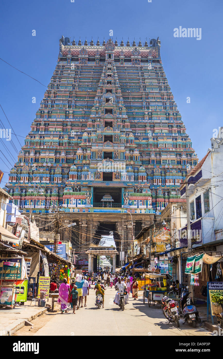 India, South India, Asia, Tamil Nadu, Srirangan, athashwami, Temple, Srirangan, Tiruchirappali, Trinchi, art, colourful, Dravidi Stock Photo