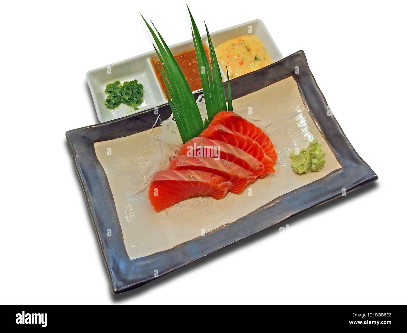 Sliced raw fatty salmon (Salmon sashimi) Stock Photo