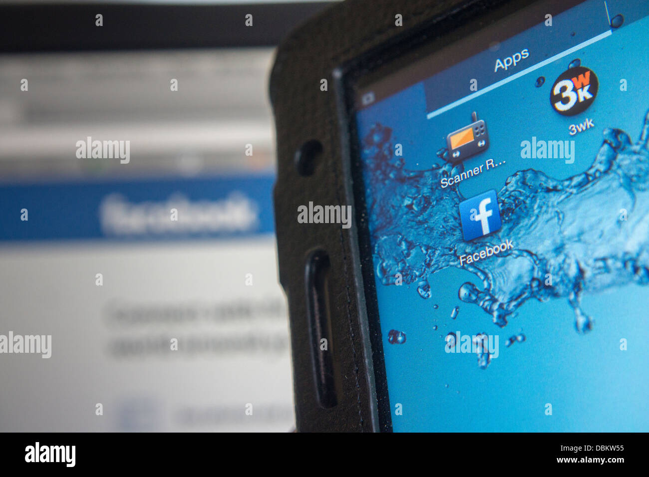 The Android app of the popular Facebook social networking site is seen on a Samsung tablet Stock Photo